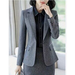 Express Design Studio Women's Sz 6 Blazer Suit Jacket Dark Grey Classic Workwear